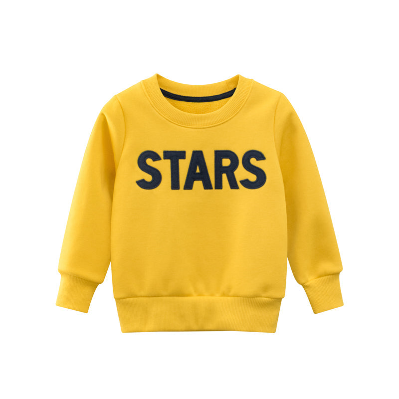 Boys Letter Print Round Collar Sweatshirt-3